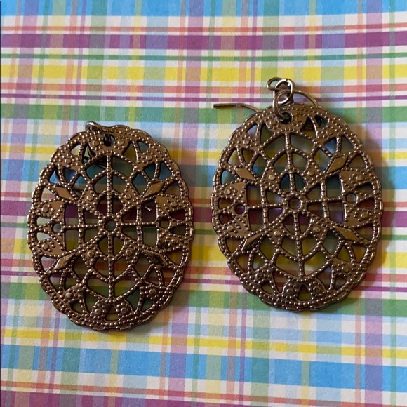 Earrings; Gold; Oval Medallions; Drop; Earrings - Picture 4 of 8